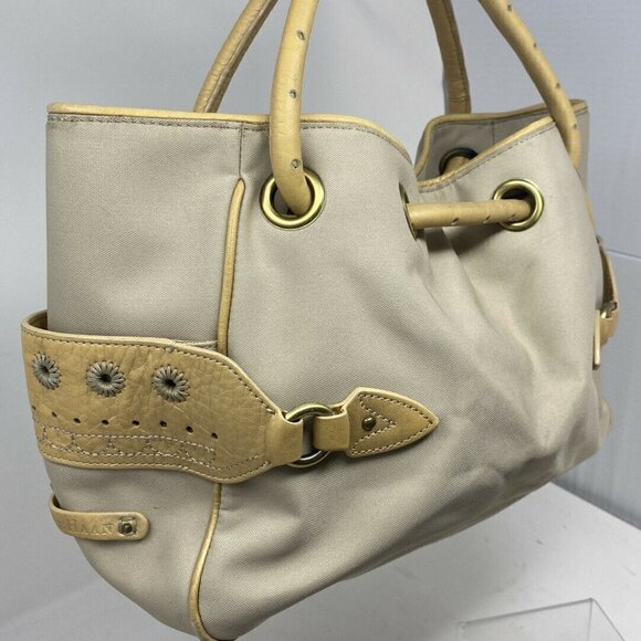 Cole Haan Large Beige Canvas and Leather Hand Bag - Picture 2 of 8